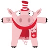 Sticker Mister Pig, le cochon rose et tatoué, en habit de fête pour Noël